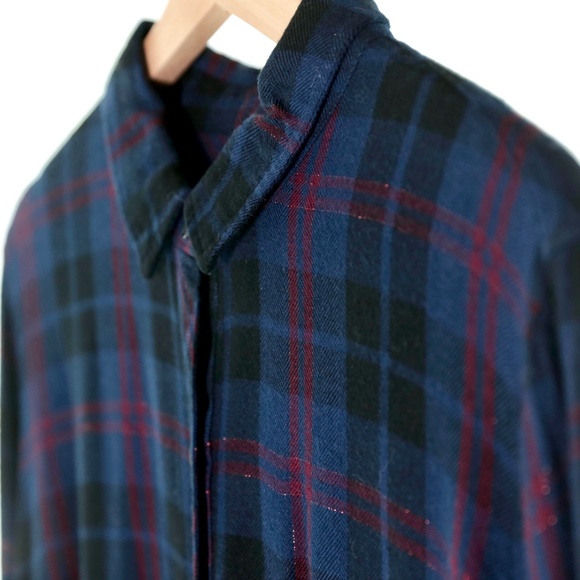Rails Hunter Midnight Merlot Gold Button Up Plaid Flannel Shirt Womens L - Picture 3 of 7